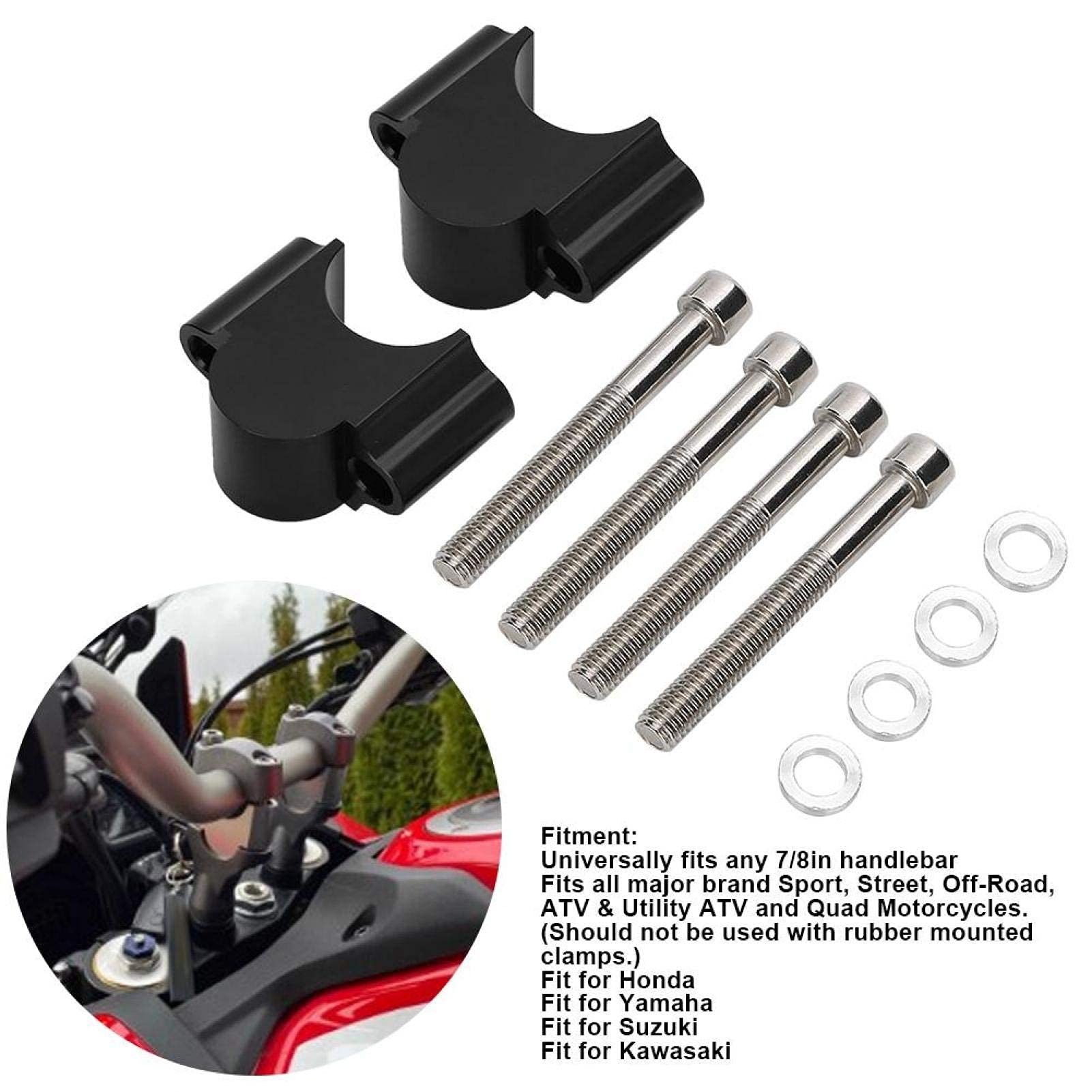 BigKing Riser de Guidon, 7/8in Aluminium Guidon Riser Montage Pince 28 MM Hauteur Adaptateur pour Moto Vtt(Noir)