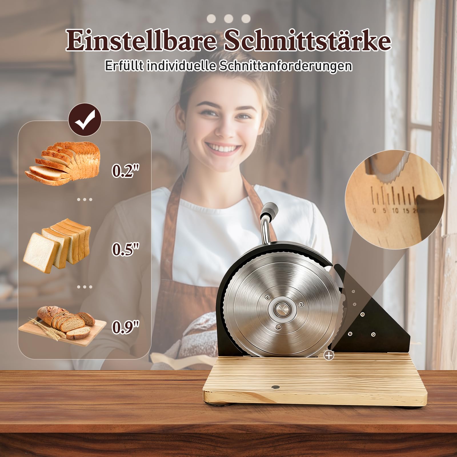 Brotschneidemaschine,Brotschneidemaschine Manuell(Faltbar),Allesschneider | Edelstahl 304, Mit Skala,Einstellbare Scheibendicke,Für Käse,Brot und Gemüse