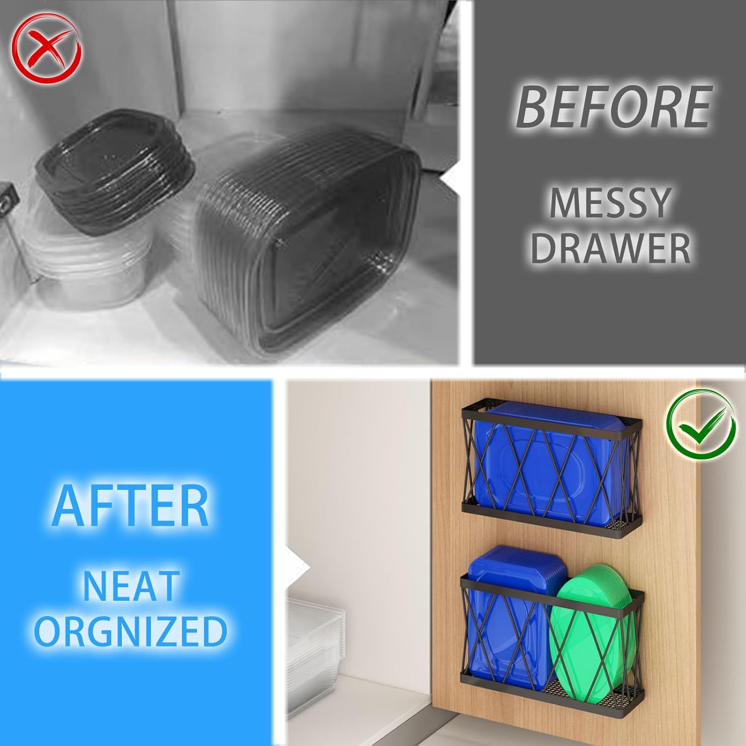 3 Pack Lid Organizer Storage, Wall Mounted Lid organizer, Kitchen Bathroom Cabinet Door Organizer, Adhesive Cabinet Door Organizer, Over The Door Pantry Organizer No Drill Black Stainless Steel