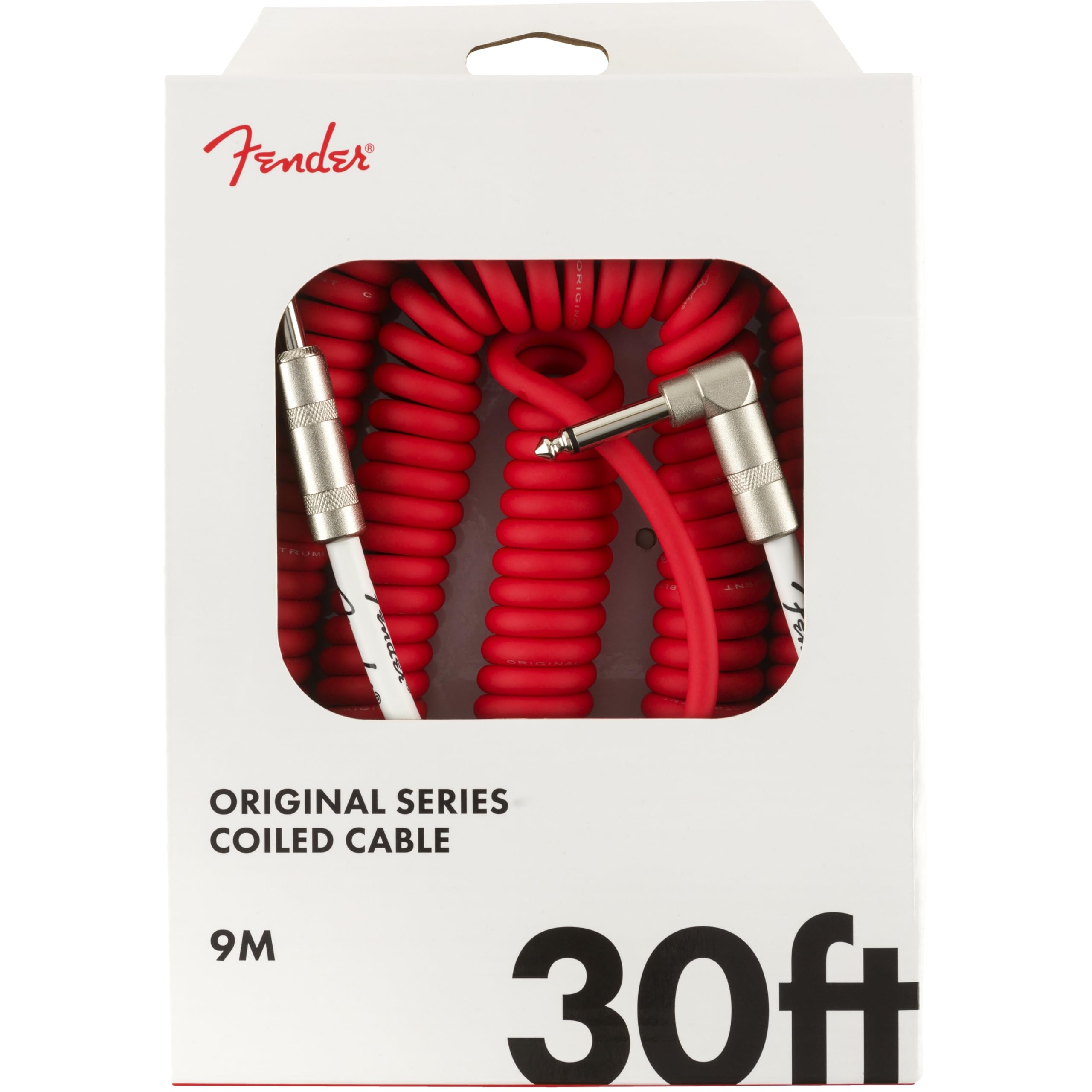 Fender Instrument Cable Original Series Coiled Straight-Angle 30Ft Fiesta Red 990823005