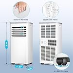 Climatiseur portable 8 000 BTU, unité de climatisation 3-en-1 avec ventilateur de refroidissement, déshumidificateur pour refroidir jusqu'à 350 pi², minuterie 24H, 2 vitesses, télécommande, affichage LED, pour chambre/bureau/maison, blanc