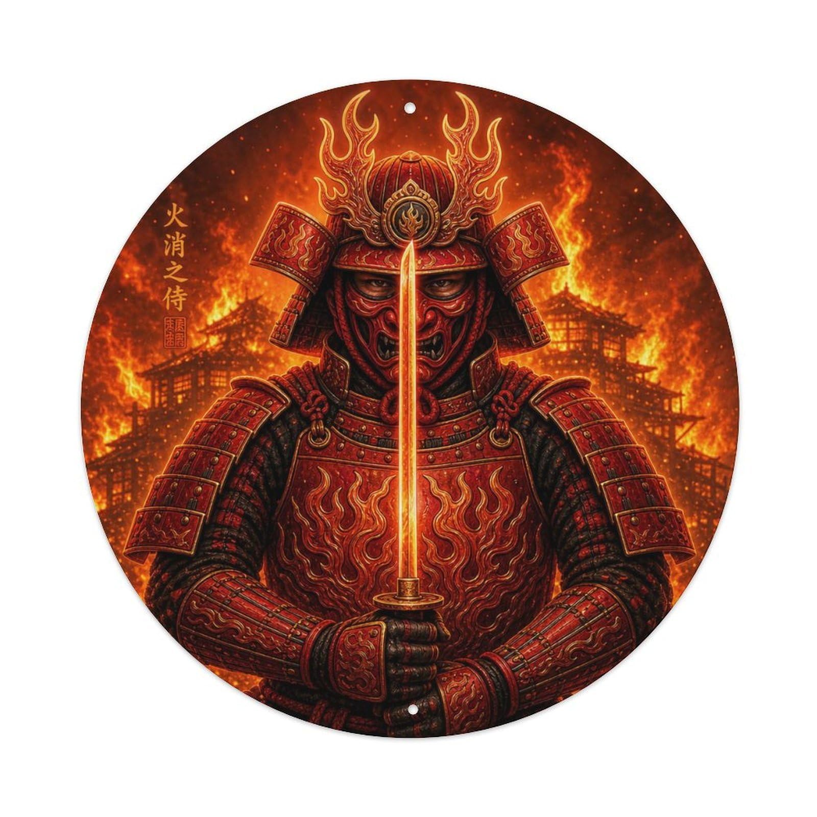 Okngb Style Vermillion Fire Frontal Two Hand Grip Night Duel Label Metal Tin Sign Plaque Wall Decor For Cafe, Man Cave, Club Bar, Office, Home Garden Round Metal Poster 8X8inch