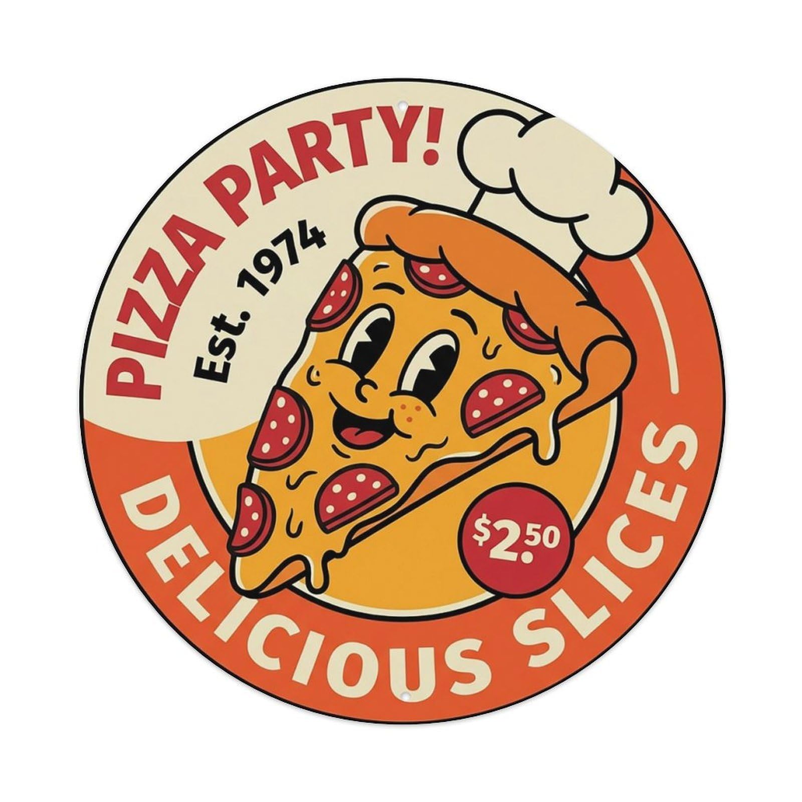 Huiyhb 8X8inch(20X20cm) Vintage Pizza Slice Italian Traditional Cuisine Salami Metal Tin Sign