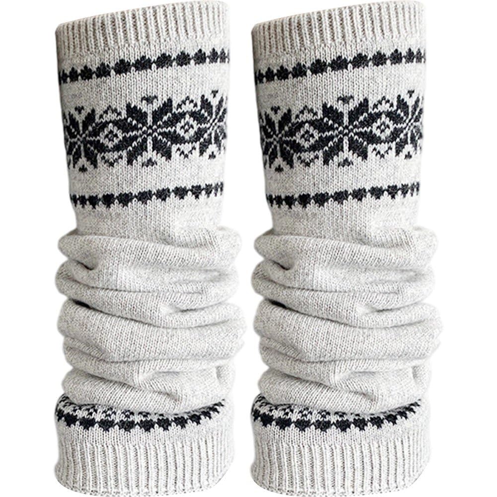 Baokuan Women's White Winter Leg Warmers For Crochet Knitted Boot Socks For Girls High Leg Warmers Boot Topper Socks Leg Cuffs Gift For Girls