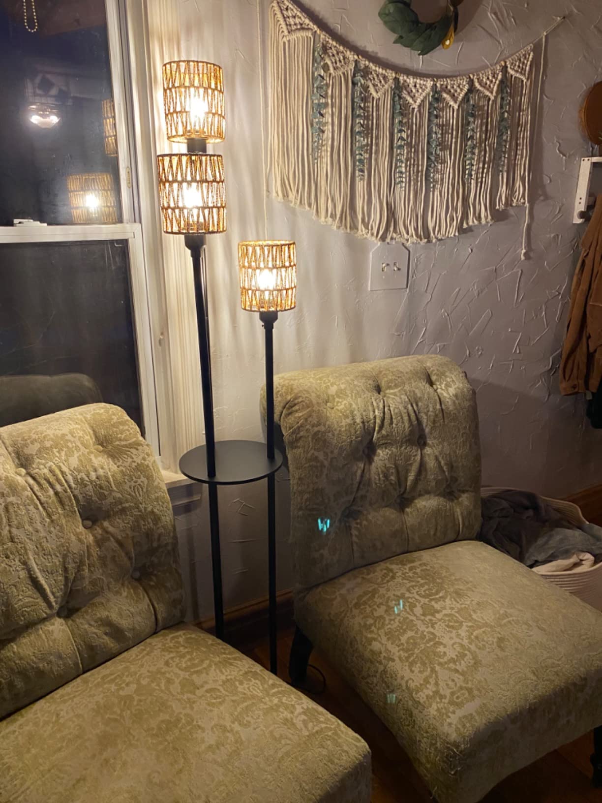 15/mo Finance Stepeak Boho Floor Lamp, 3Lights Rattan Floor Lamp