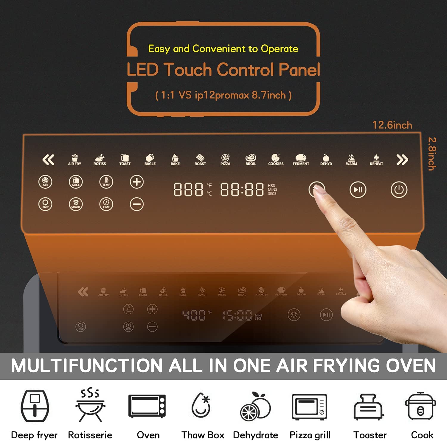 Gevi Air Fryer Toaster Oven Combo, Large Digital LED Screen Convection Oven with Rotisserie and