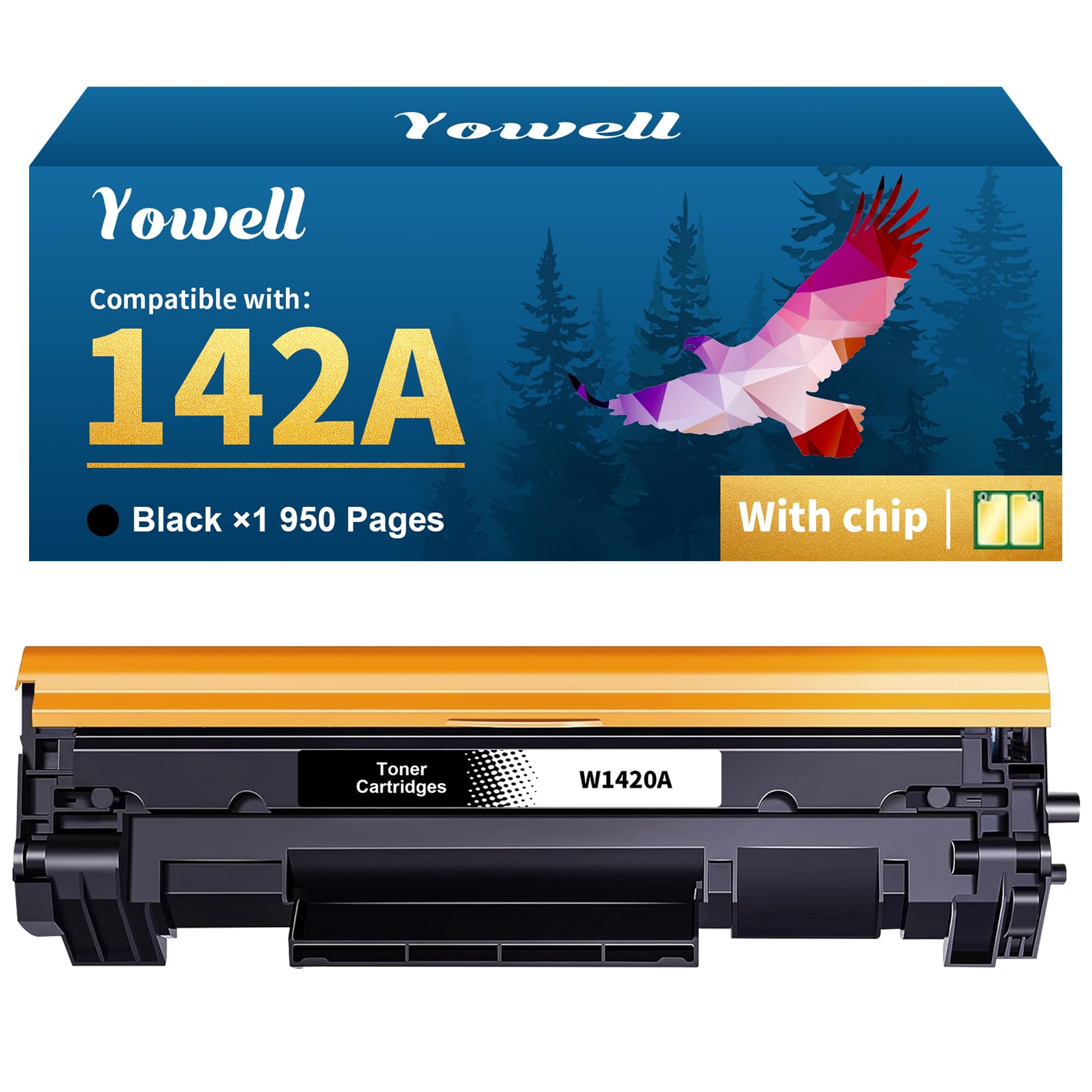 Yowell 142A W1420A Tonerkartusche Mit Chip Kompatibel für HP 142A W1420A 142X W1420X für HP LaserJet MFP M140w Toner für LaserJet M110w M110 MFP M139w M139 M140w M140 (1 Schwarz)