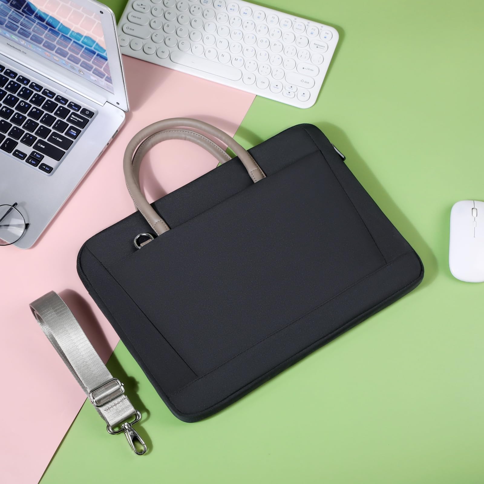 Sacoche pour ordinateur portable de 15" en polyester léger et solide pour homme - Pour le travail et le bureau