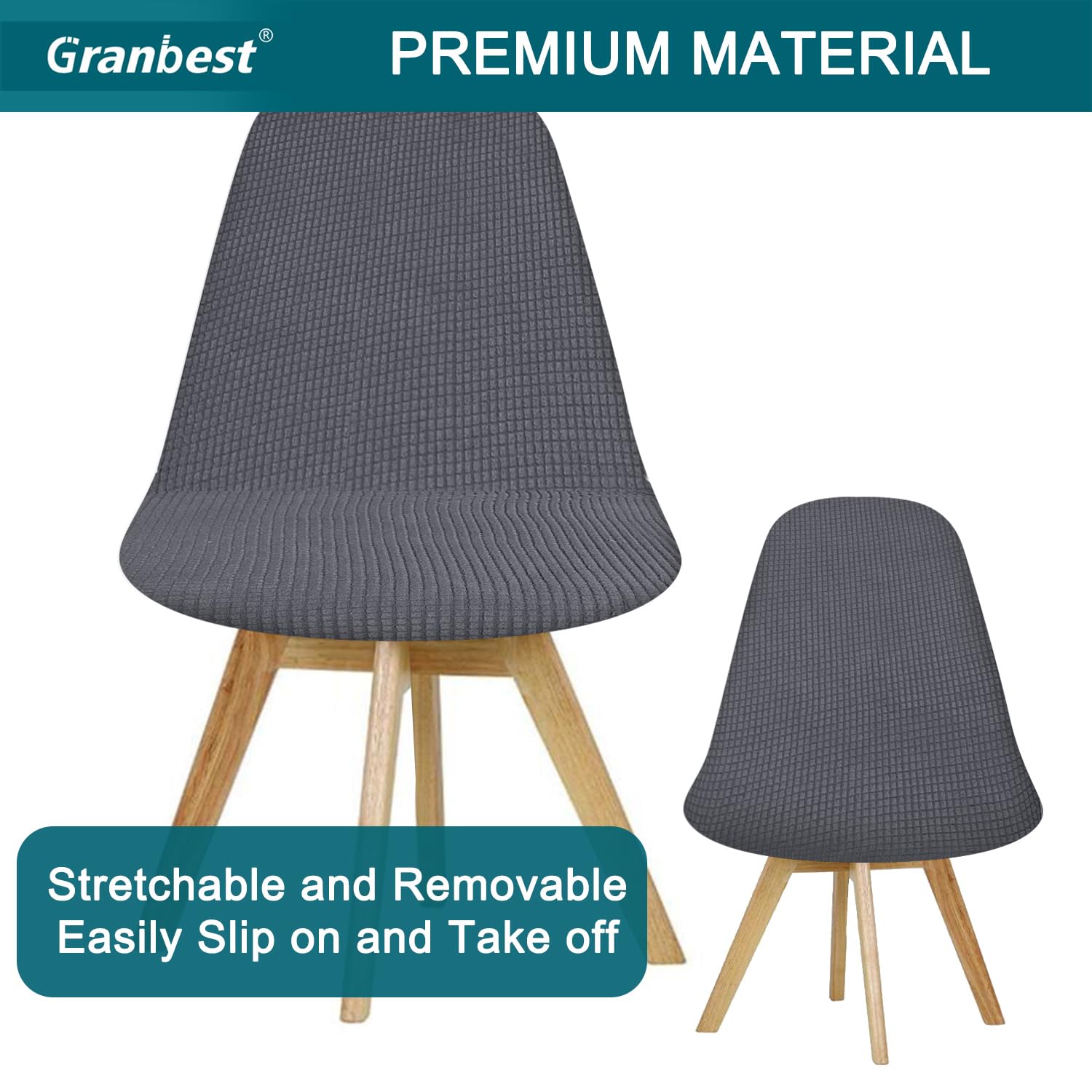 Granbest Fundas elásticas para silla, de jacquard, para hotel, banquete, boda, fiesta (juego de 6, caja gris)