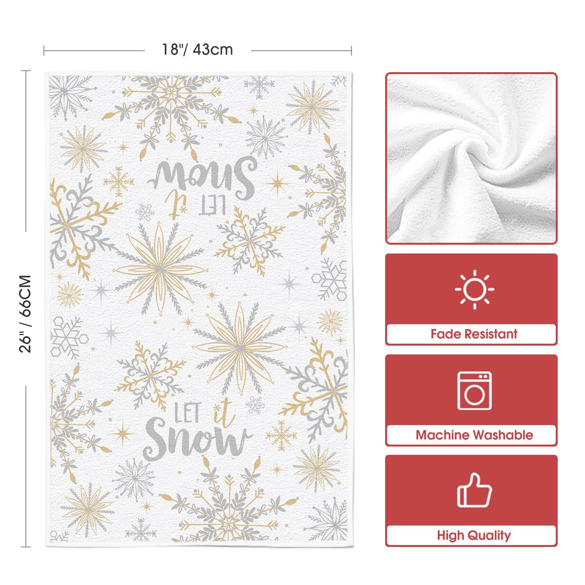 Artoid Mode Snowflake Xmas Trees Merry Christmas Kitchen Towels Dish Towels, 18x26 Inch Farmhouse Holiday Winter Decoration Cleaning Set of 2