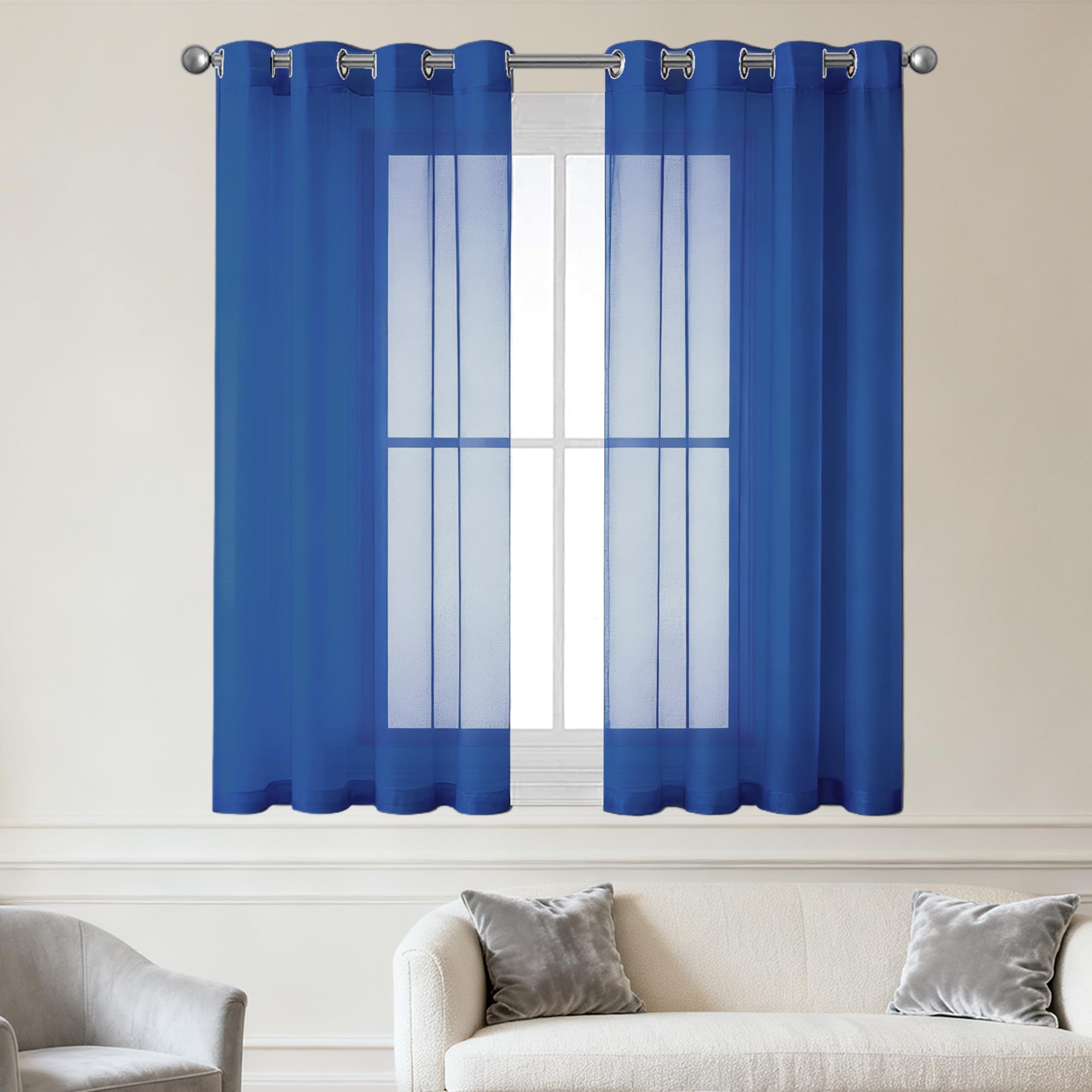Rideaux voilage anti-UV 100x120 cm bleu foncé pour éliminer les vis-à-vis gênants