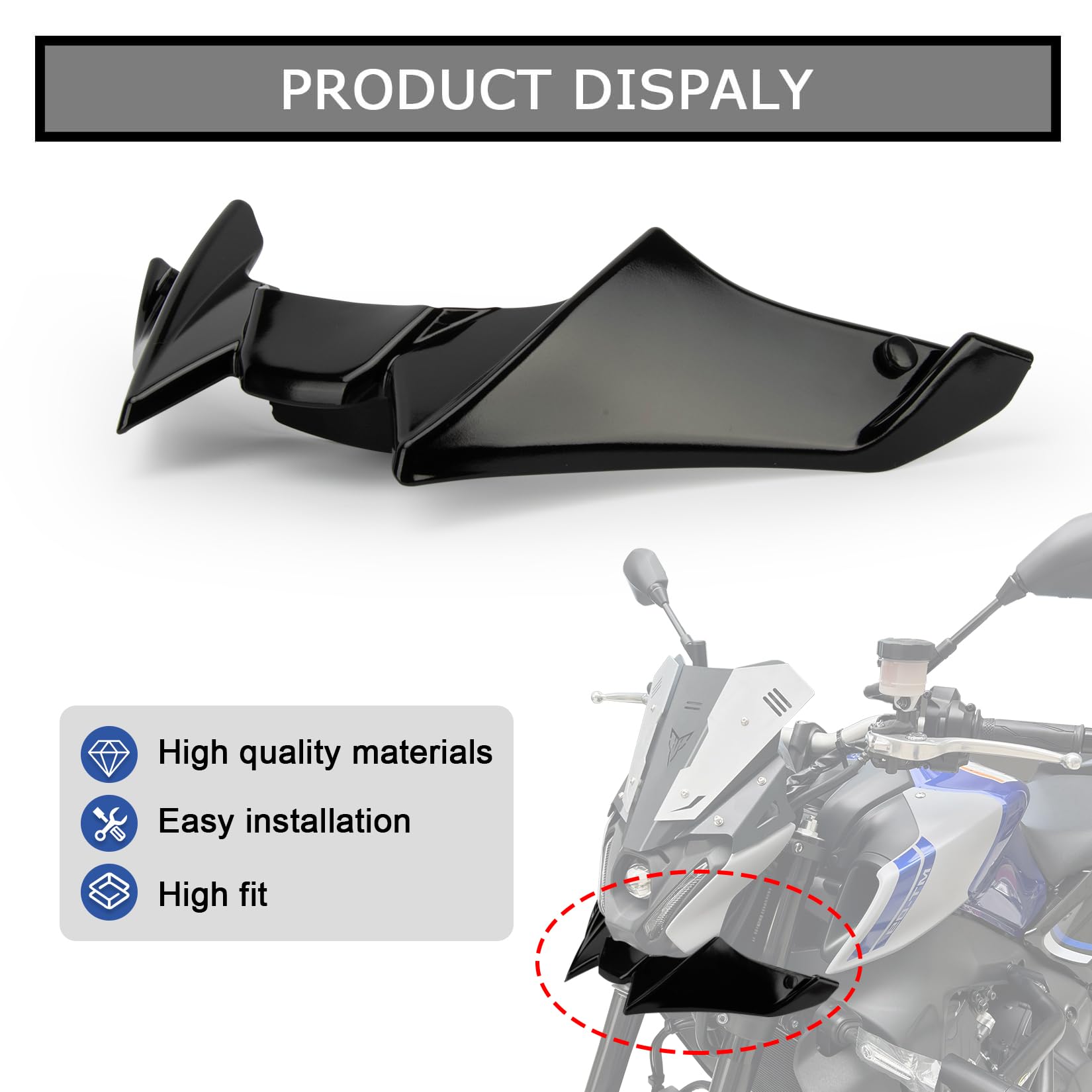Carenatura Anteriore Spoiler Estensione del Coperchio Dell'estensione del Cono del Naso del Becco per MT09 V3 2022-2023, PSLER Deflettore Dell'ala Aerodinamico