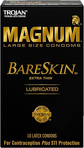 Trojan Magnum Bareskin - Condones de tamaño grande 10 unidades