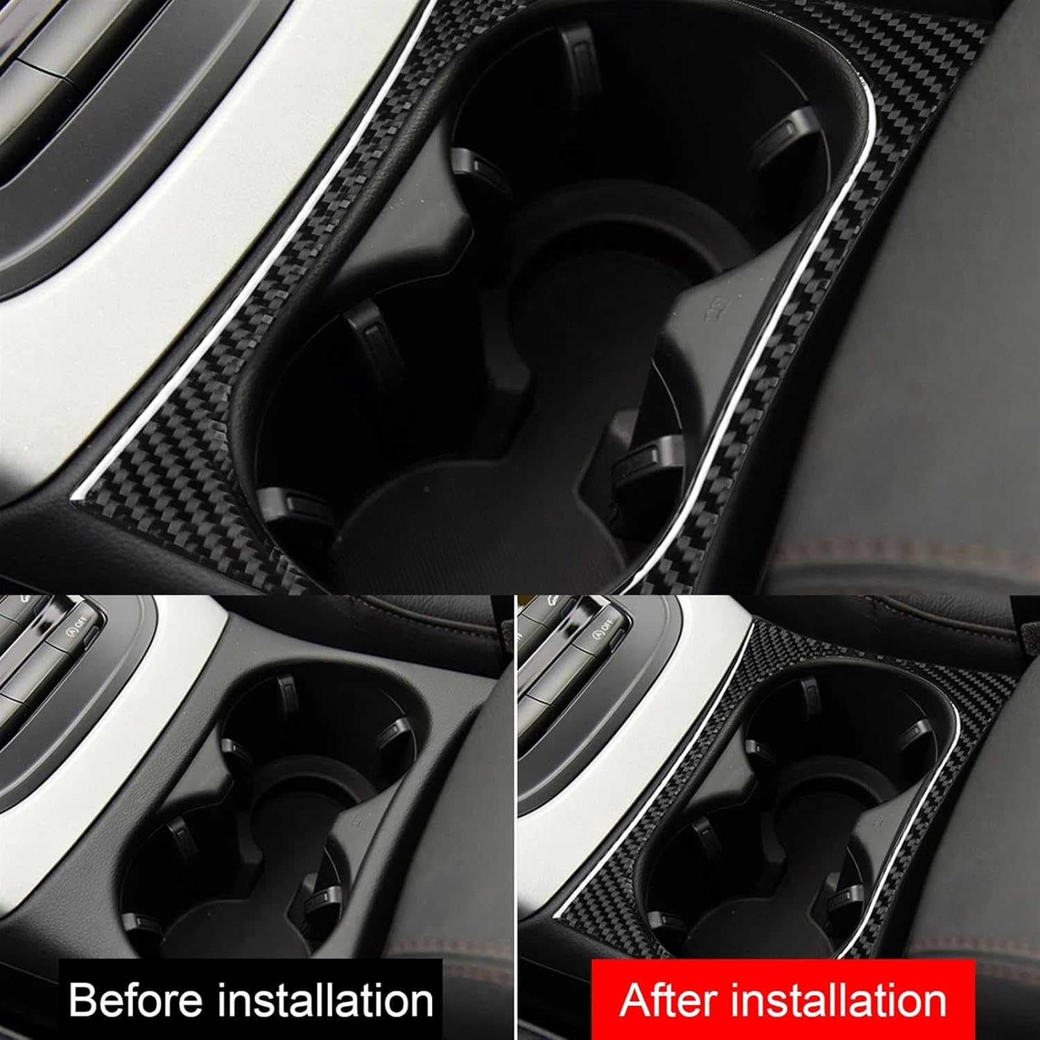 Carbon Fiber Sticker for Audis Q5 2009 2010 2011 2012 2013 2014 2015 2016 Water Cup Holder Panel Cover