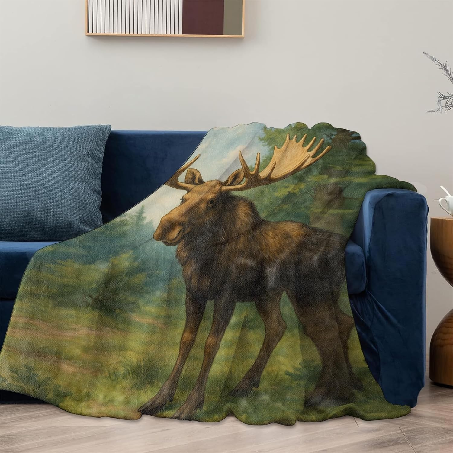 Moose Blanket Gifts for Women Adults, Soft Warm Lightweight Flannel Throw Blankets for Camping Bedroom Living Room Home Sofa Travel Decor 50" x 60" - Image 2