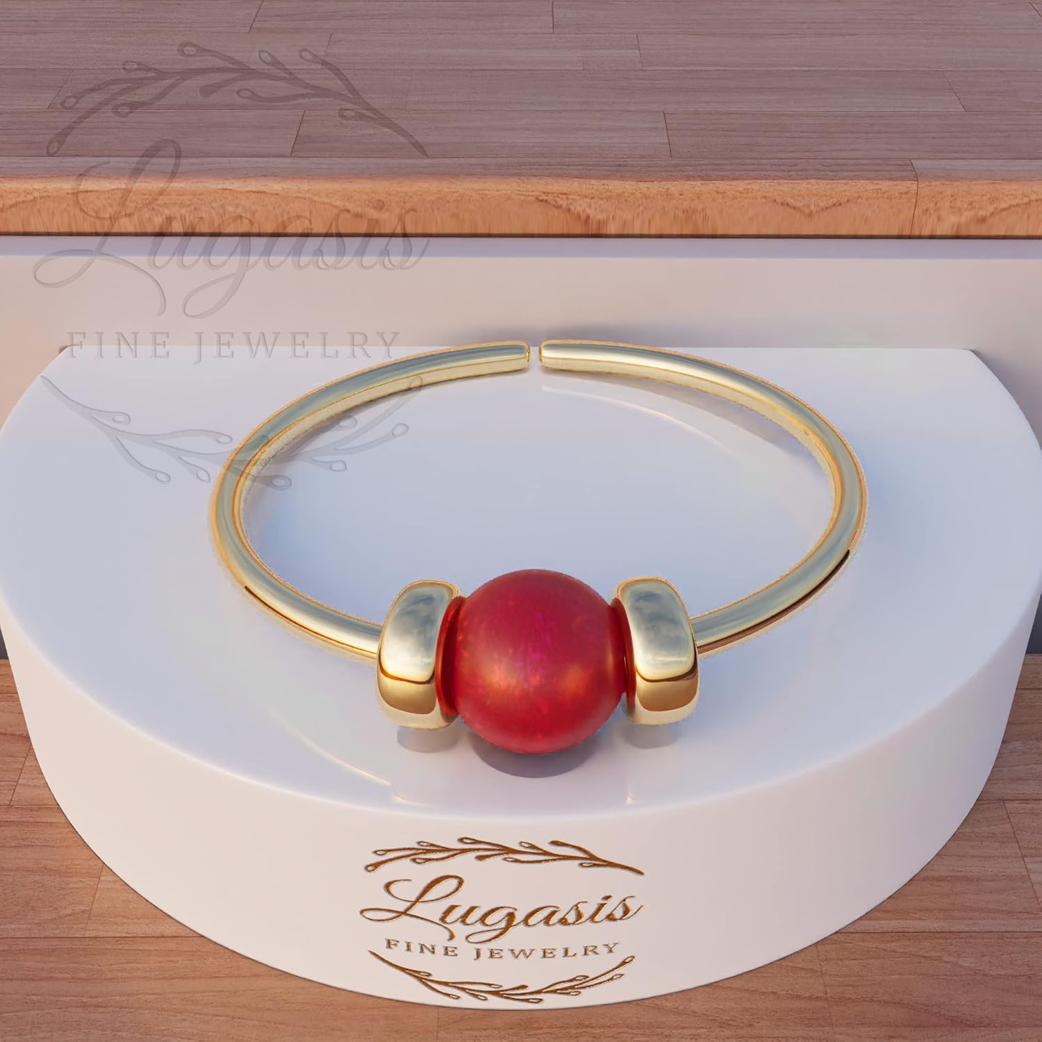 Gold Nose Piercing Hoop - Handmade 14k Gold Nose Ring with a Cute 2mm Cherry Red Opal - Hypoallergenic 7mm Thin 24 Guage Gold Piercing Hoop - Image 4