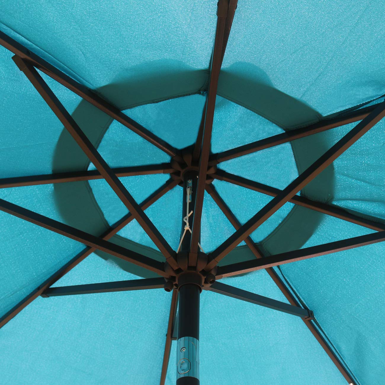 Amazon Com Sunnyglade 9 Solar 24 Led Lighted Patio Umbrella With 8 Ribs Tilt Adjustment And Crank Lift System Teal Blue Garden Outdoor