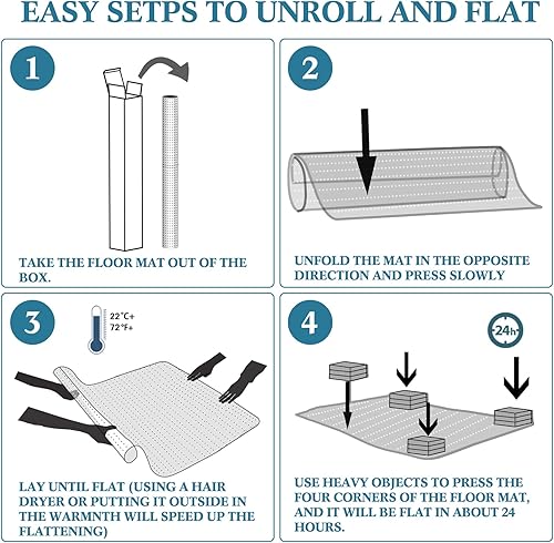 Miniatura 7 de Tinideya Tapete redondo para silla de oficina de 45 pulgadas, transparente con borde extendido, protector de alfombra transparente para computadora,