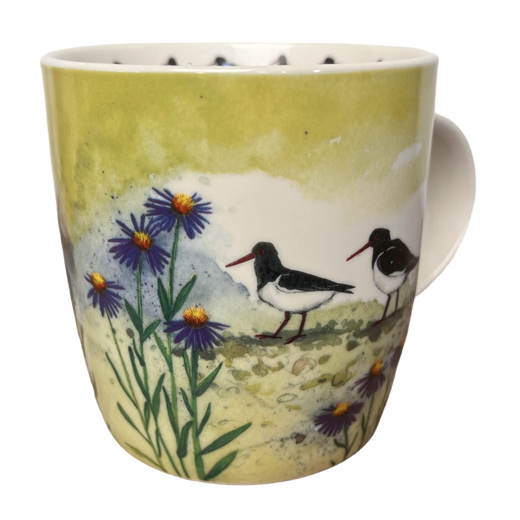 Alex Clark Oystercatchers Mug- Wildflowers - Birds - Seaside Theme - Original Artwork - Cup for Nature Lovers - Gift Ideas - Perfect for Coffee & Tea - Vegan Friendly - Designed in The UK...