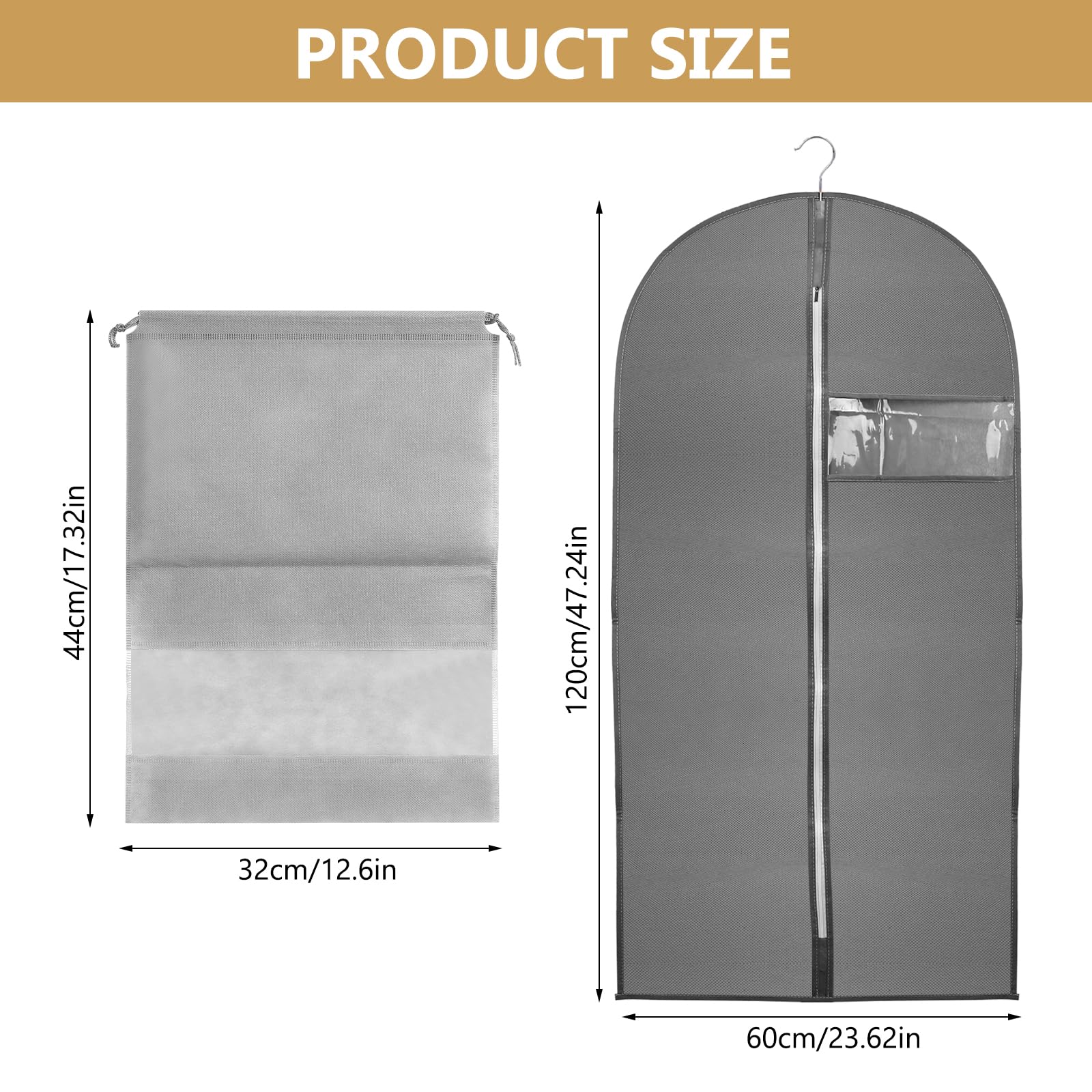 Housse à Vêtements Suspendue - Lot De 2 Housses (60x120 Cm) + 1 Sac à Chaussures - PEVA étanche, Fenêtre Transparente