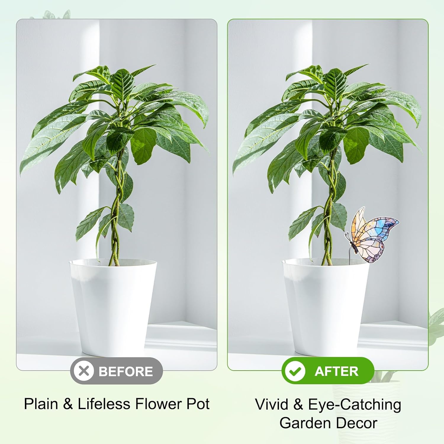 M METERXITY 2-Pack Bird and Butterfly Pot Huggers 2.8/2.1", Bird/Butterfly image 5