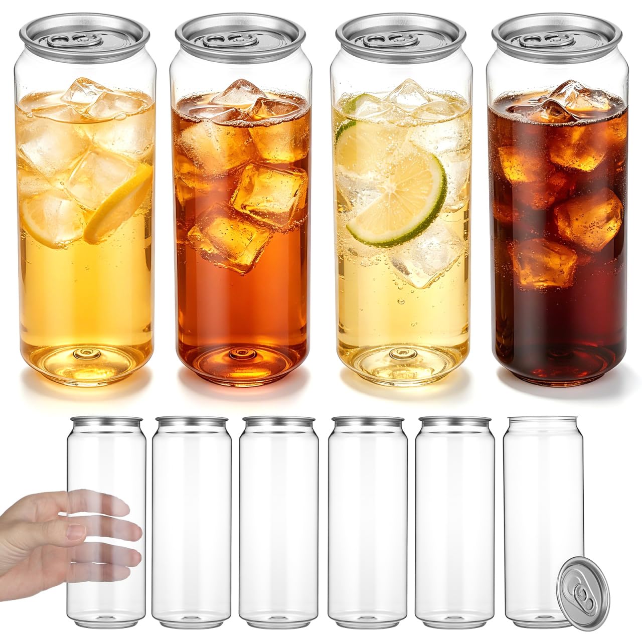 View 1 of [Missing Lids] OUNONA 500ml Clear Beverage Cans (10-Pack)