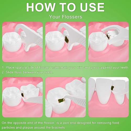 Miniatura 9 de Palillos de hilo dental de 320 palillos de dientes de triple limpieza, funcionan suavemente y perfectos para dientes apretados, especialmente para