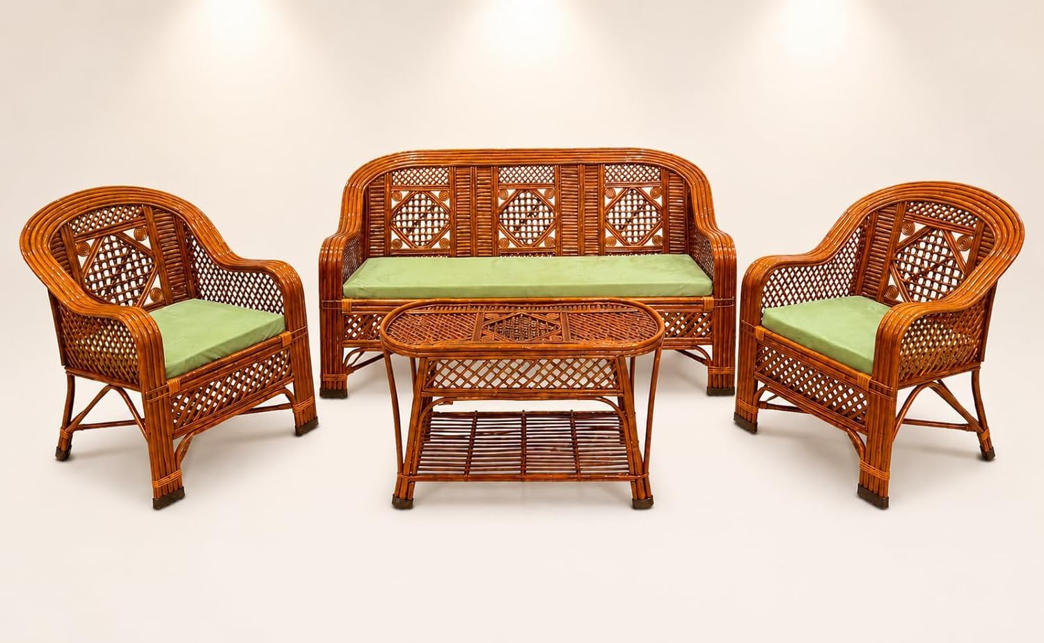 Cane Crafts Bamboo Chair Premium Cane Sofa Set With Table For Home, Office, Living Room, Balcony, Garden, Indoor&Outdoor|Brown Foam Cushions, 30 L, 64 B, 33 H-image-47