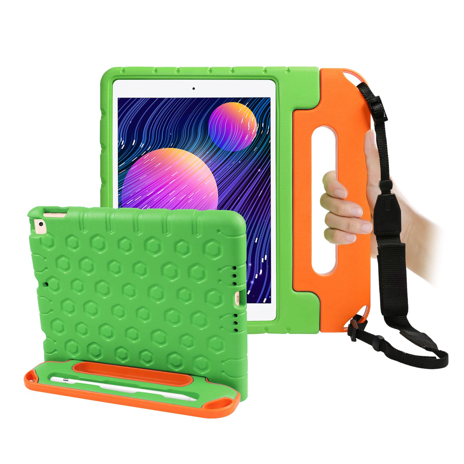 Ultra-Light Eva Ipad 9th Generation Case with Pen Holder Handle Stand, 10.2 Ipad Case 7th, 8th, 9th Generation, 10.5 Inch Ipad Air 3rd Generation Case for Kids Travel Outdoor Indoor