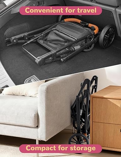 Miniatura 9 de Cochecito para perros pequeñosmedianos de hasta 60 libras, cochecito plegable para mascotas con 4 ruedas con transportador desmontable,