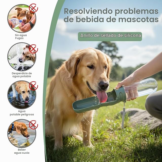 Foto 6 de 7 de OTraki 520ML Bebedero Perro Portatil, 180° Plegable Botella Pipi Perros