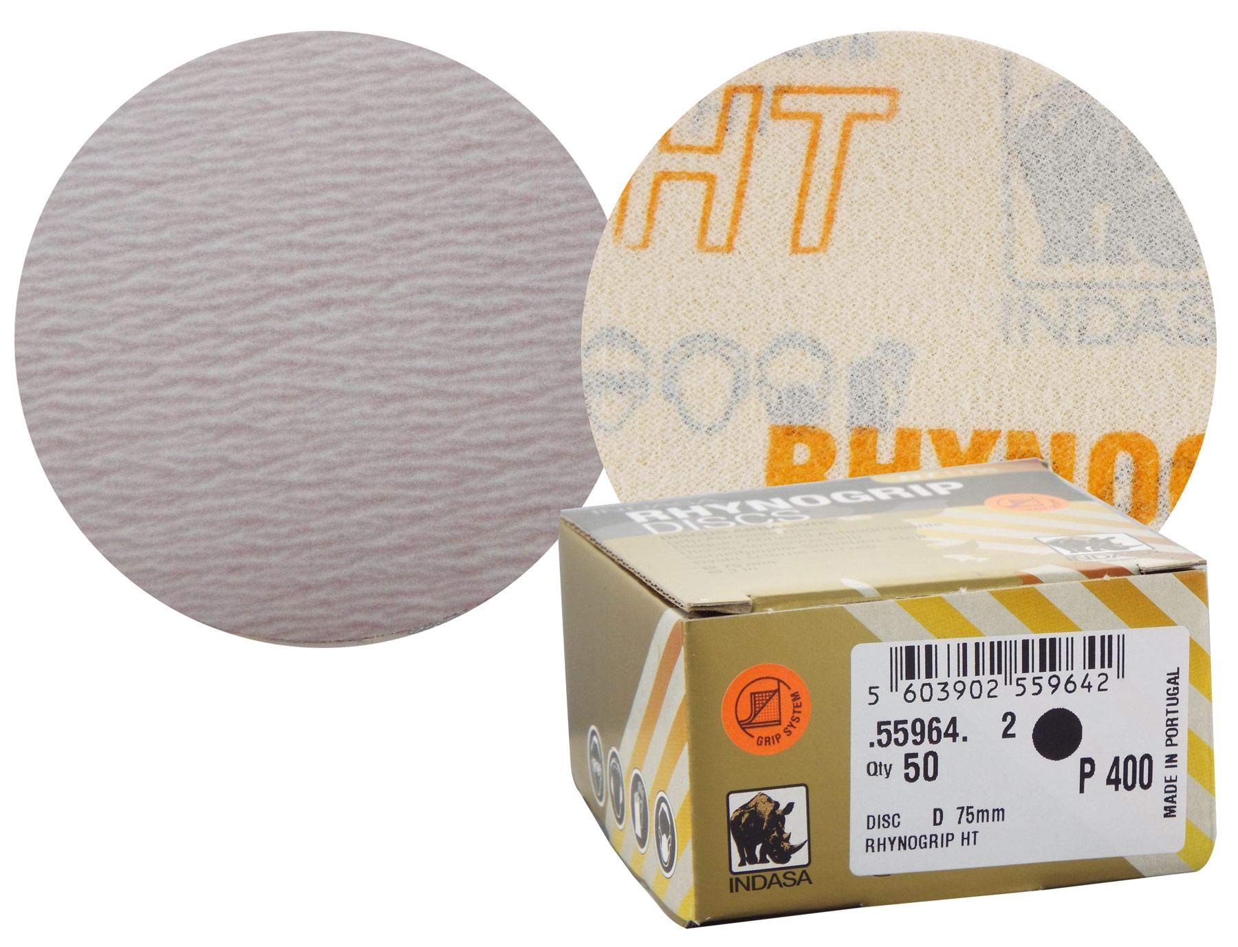 Indasa Rhynogrip Ht Line 75Mm 3" Sanding Discs P400 Box Of 50 Grip System 3872118952666