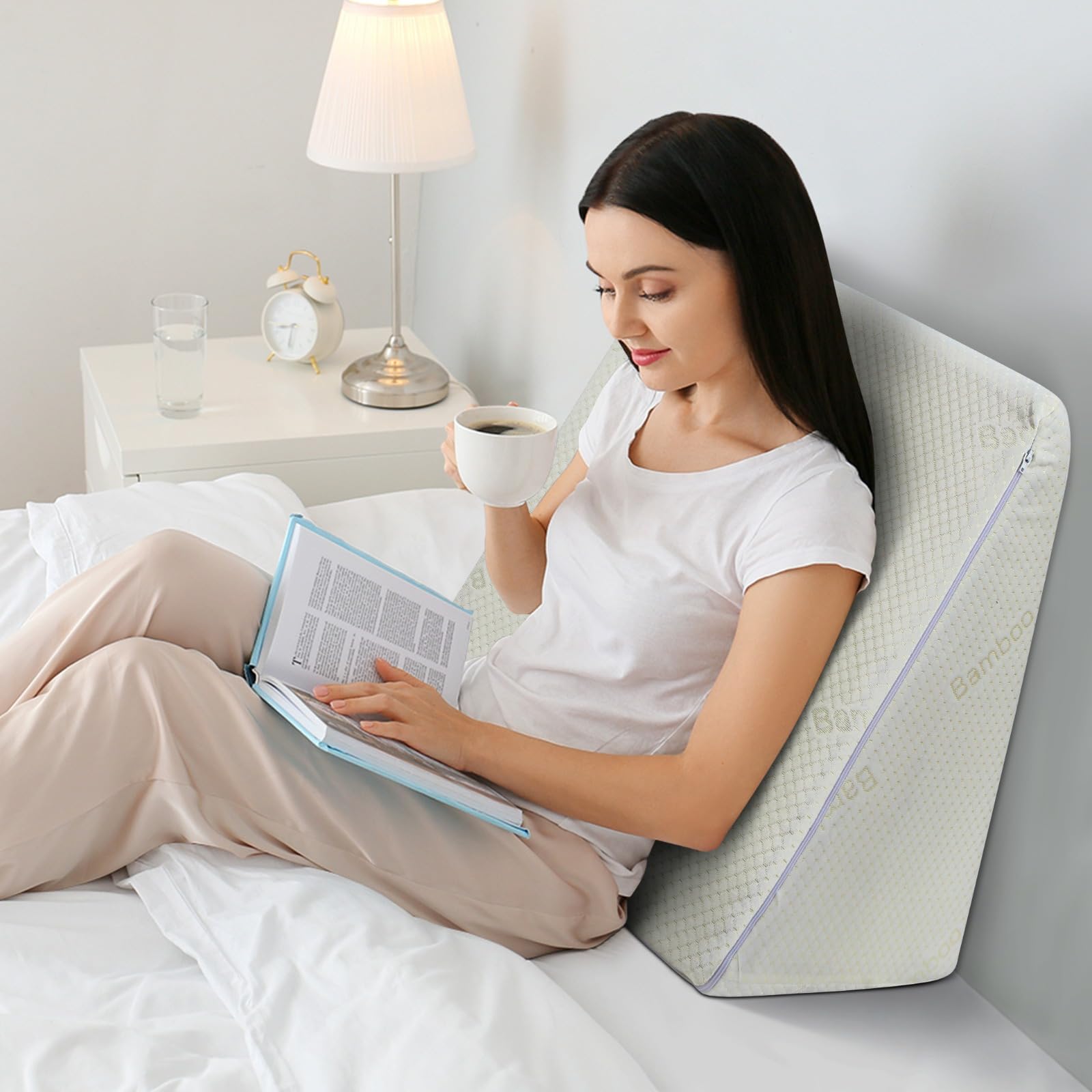 Memoir Wedge Memory Foam| High Resilience Foam Pillow| Bamboo Treated Outer Fabric with Zipper |Reduces Acid Reflux| Provides Back Support| Versatile| Use Breathable| Washable-image-21
