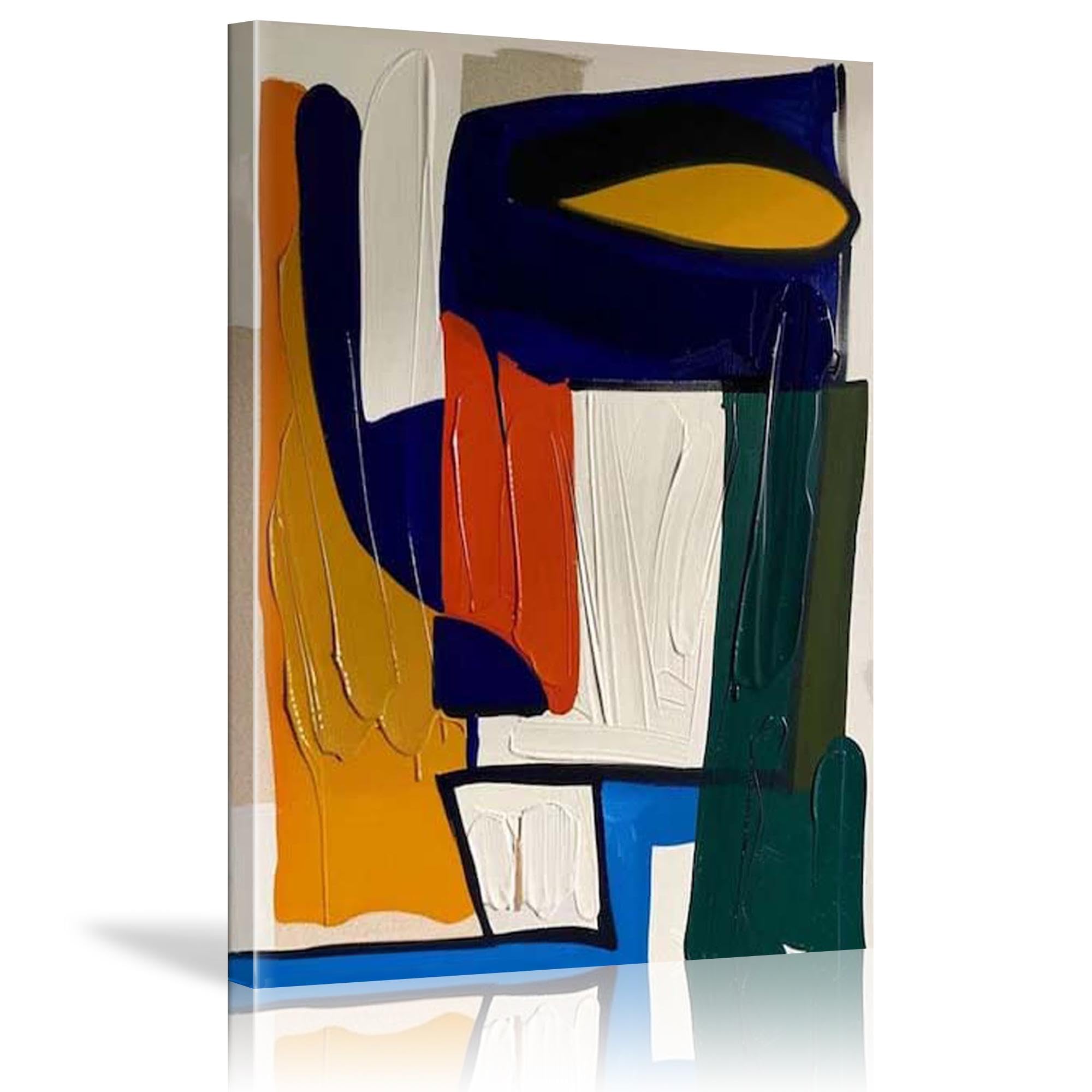 18meng Art Abstrakte Moderne Leinwandbilder 60x40 cm Groß XXL Bunte Malerei Abstrakte Kunstdruck Poster Vintage Farbe Kunstdrucke Wohnzimmer Schlafzimmer Dekoration Wandbild Mit Rahmen