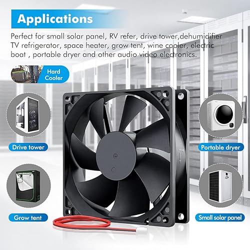 Miniatura 5 de Wathai 9225 3.622 in x 0.984 in 12V DC sin escobillas carcasa de computadora Ventilador 12 voltios 2Pin doble bola para proyectos de escape de