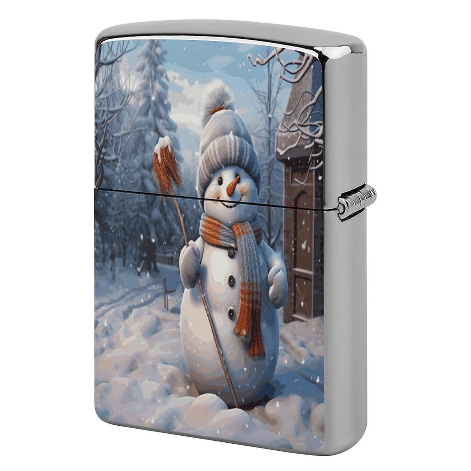 Btcowzrv Style Hardworking Snowman Metal Lighter Case Sleeve Cover Holder