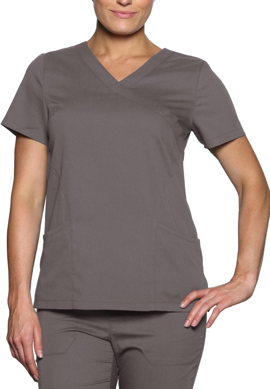 Crush Scrubs ''DOLLFACE' Sporty Mock Wrap Top' Scrub Top