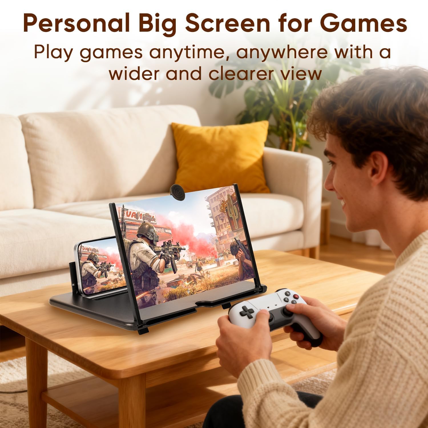 Screen Magnifier for Smartphone 3D HD Screen Enlarger for Movies Videos Gaming Adjustable Angle Desktop Phone Amplifier Magnifying Screen for Seniors Reading Black — Amazon image 5