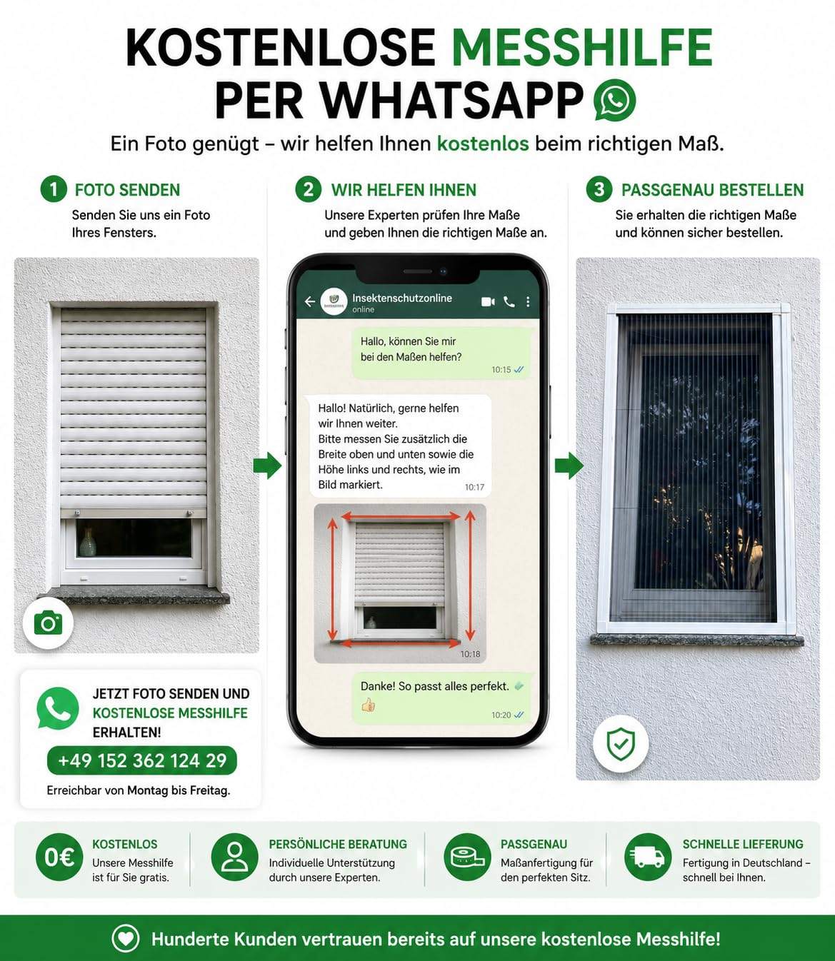 Plissee Fliegengitter nach Maß | Individuell konfigurierbarer Insektenschutz für Fenster, Türen & Dachfenster | Aluminiumrahmen | Optional ohne Bohren