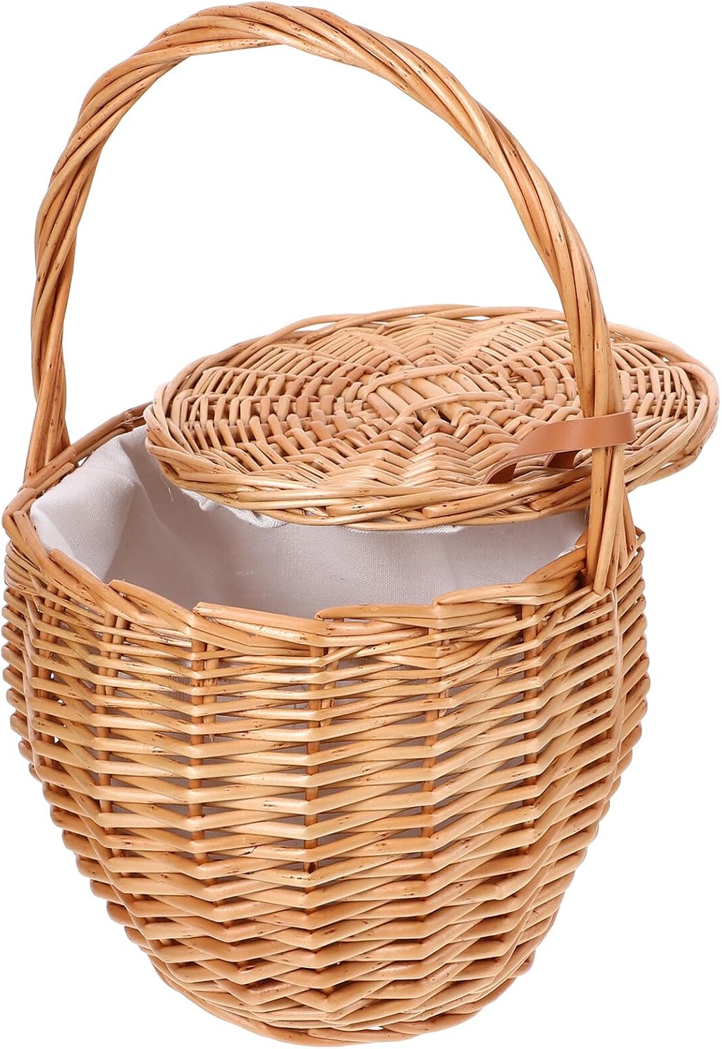 Handmade Wicker Picnic Basket Portable Fruit Basket Light Color Woven Storage for Outdoor Camping and Wedding Flower Girl