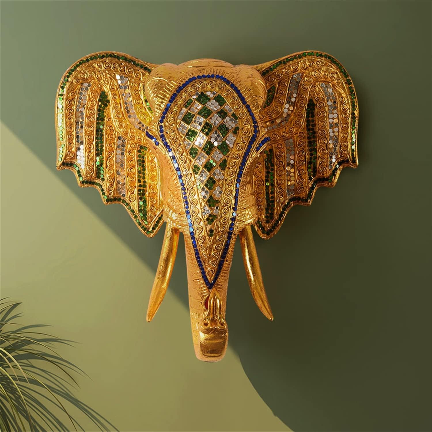 Wooden Elephant Wall Sculptures, Rustic 3D Elephant Wall Decoration