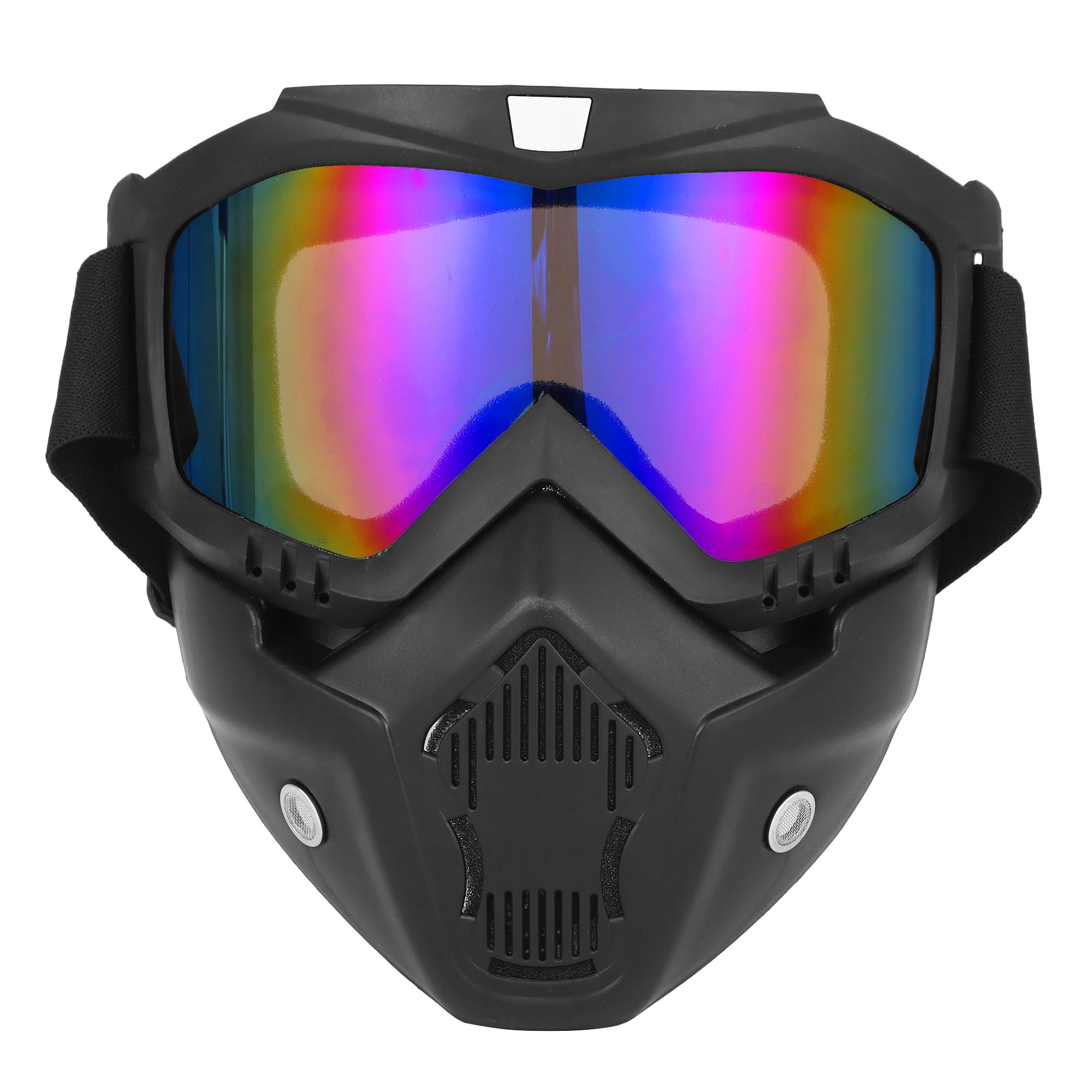 EVbazaar Visor Face mask | Motorcycle Goggle Mask Anti Scratch | Bike Riding Goggles Mask with Detachable Face Mask | Adjustable Strap | Protective Visor (Rainbow Visor)