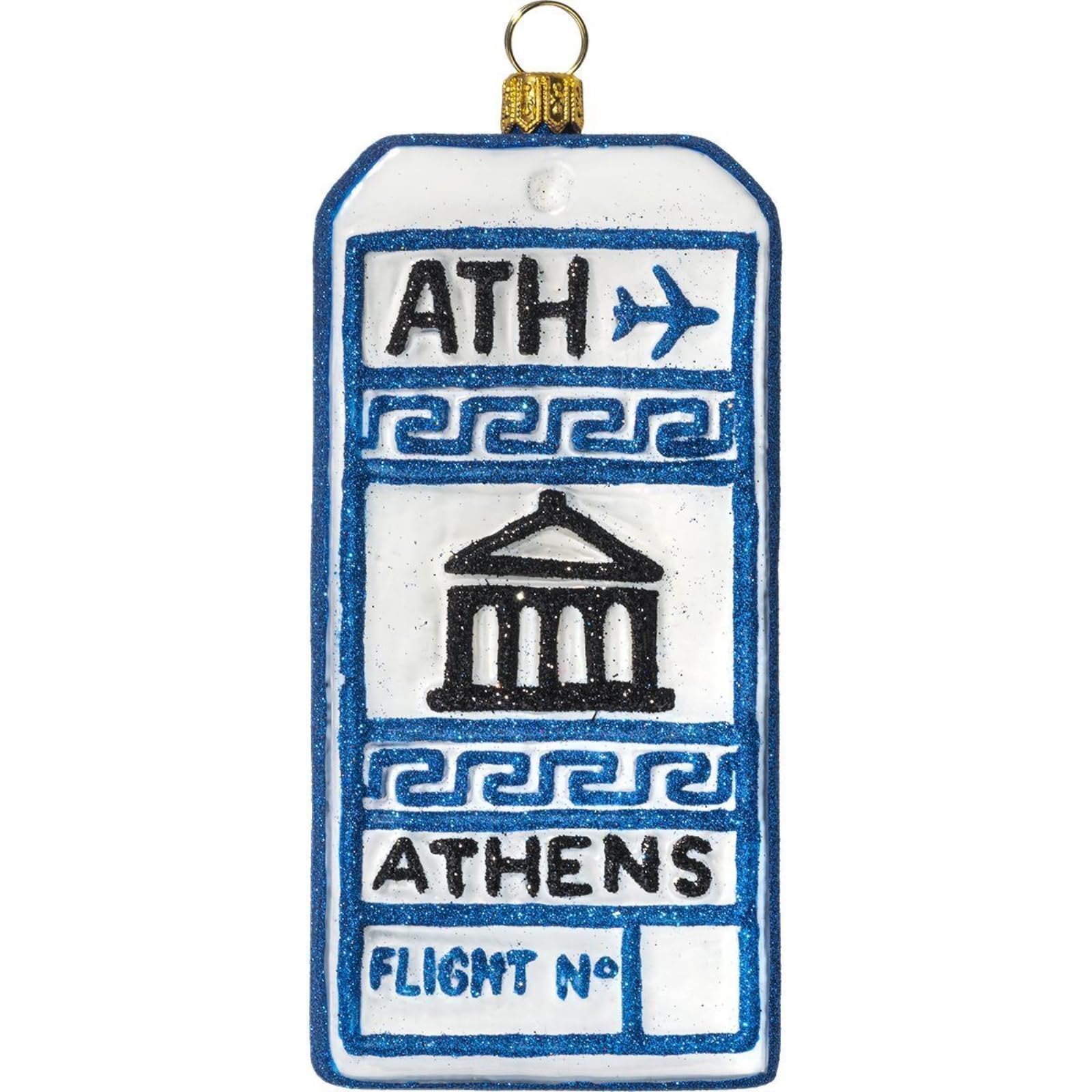Étiquette de bagage Athènes Grèce verre poli Joy To The World ornement sapin
