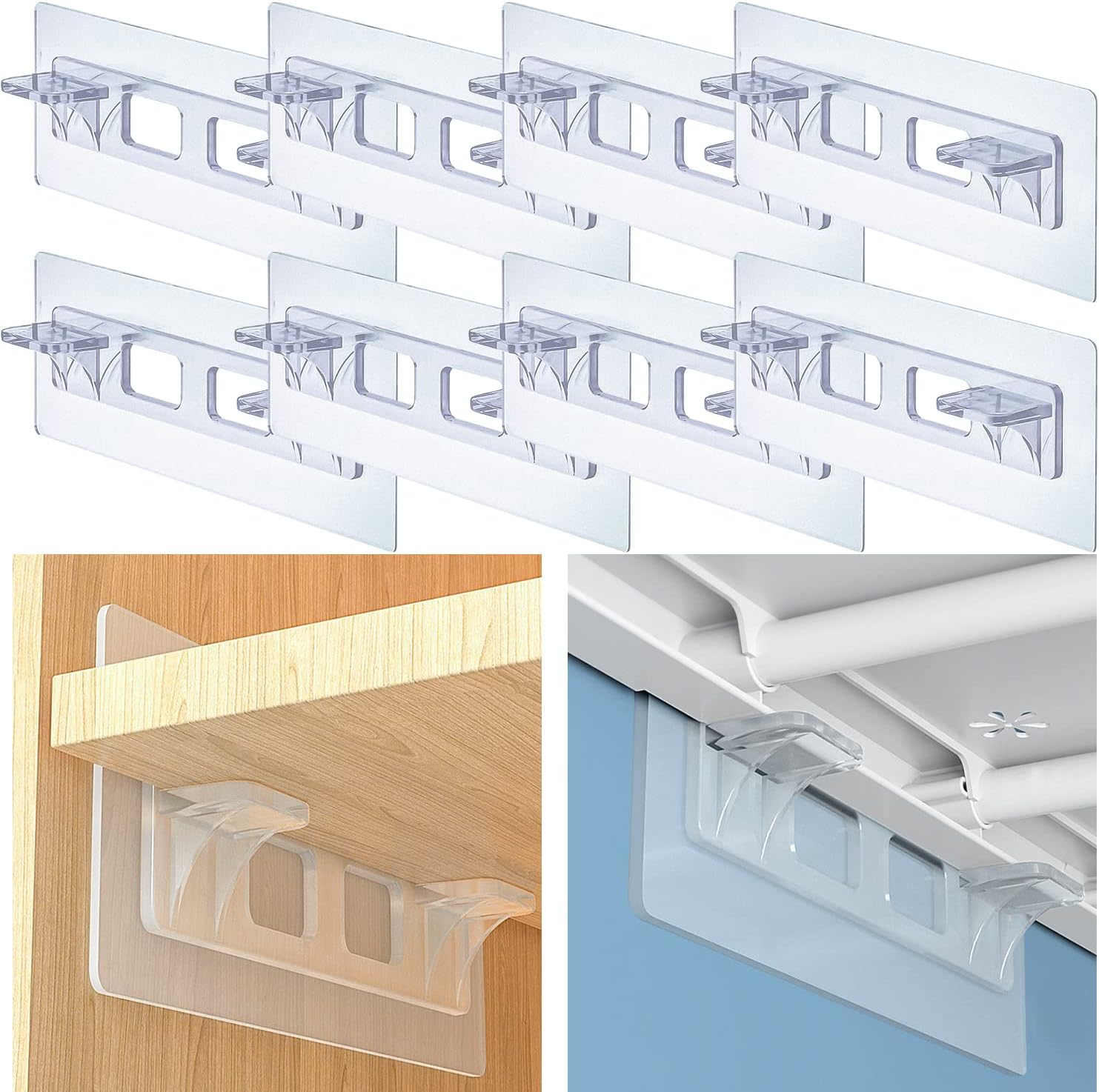 Punch Free Shelf Support Pegs, 8 PCS Self Adhesive, Shelf