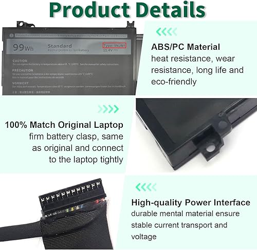 Miniatura 4 de DMKAOLLK Reemplazo de batería 99Wh 9NJM1 para Dell Alienware 17 R4 R5 15 R3 R4 Alienware 15 2018 ALW17C-D1758 P31E P31E001 P31E002 P69F P69F001