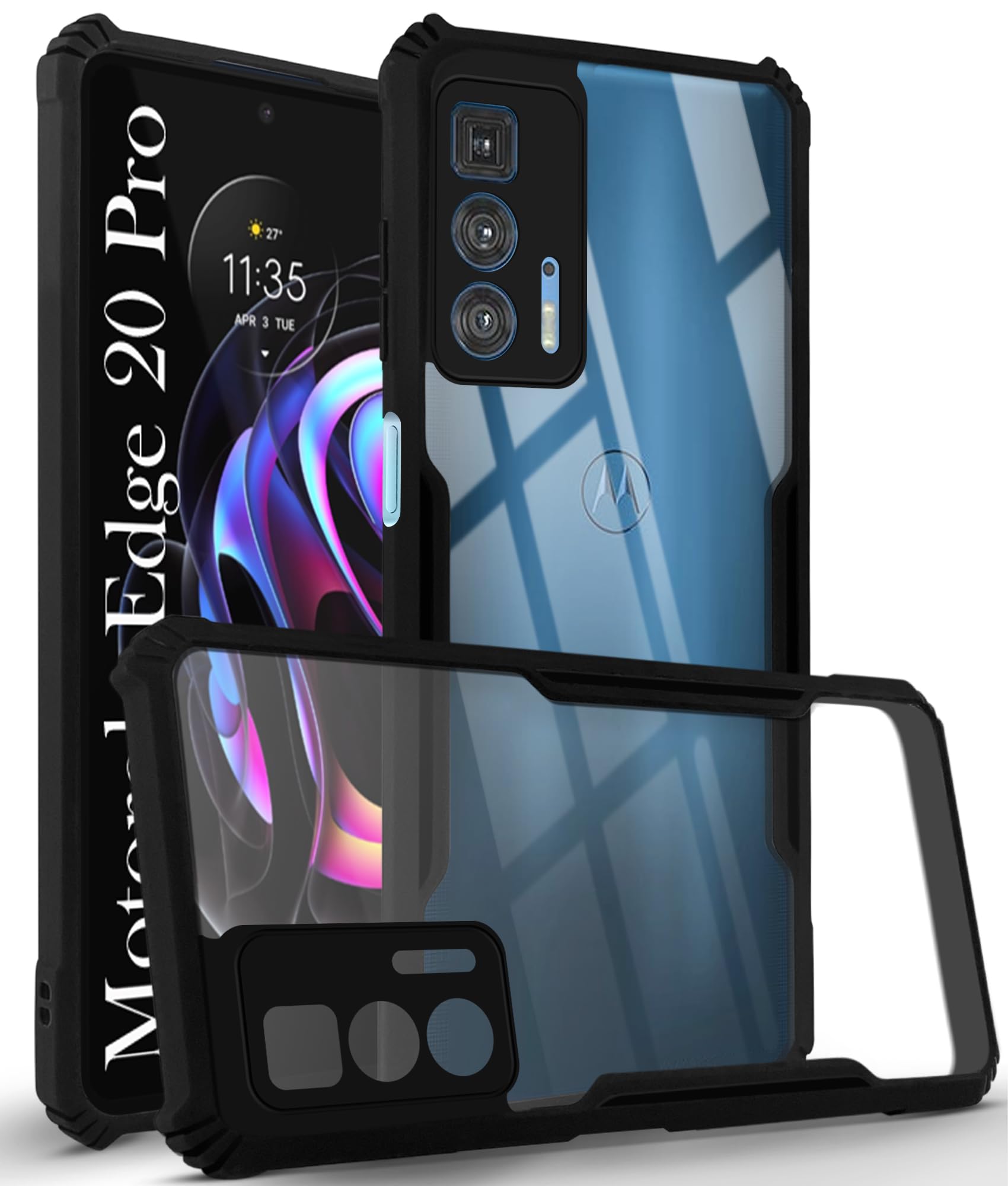 Jkobi Back Cover Case for Motorola Edge 20 Pro (Shockproof with Polycarbonate Clear Panel | Professional Black) (B0CSG5ML88) Amazon Price History, Amazon Price Tracker