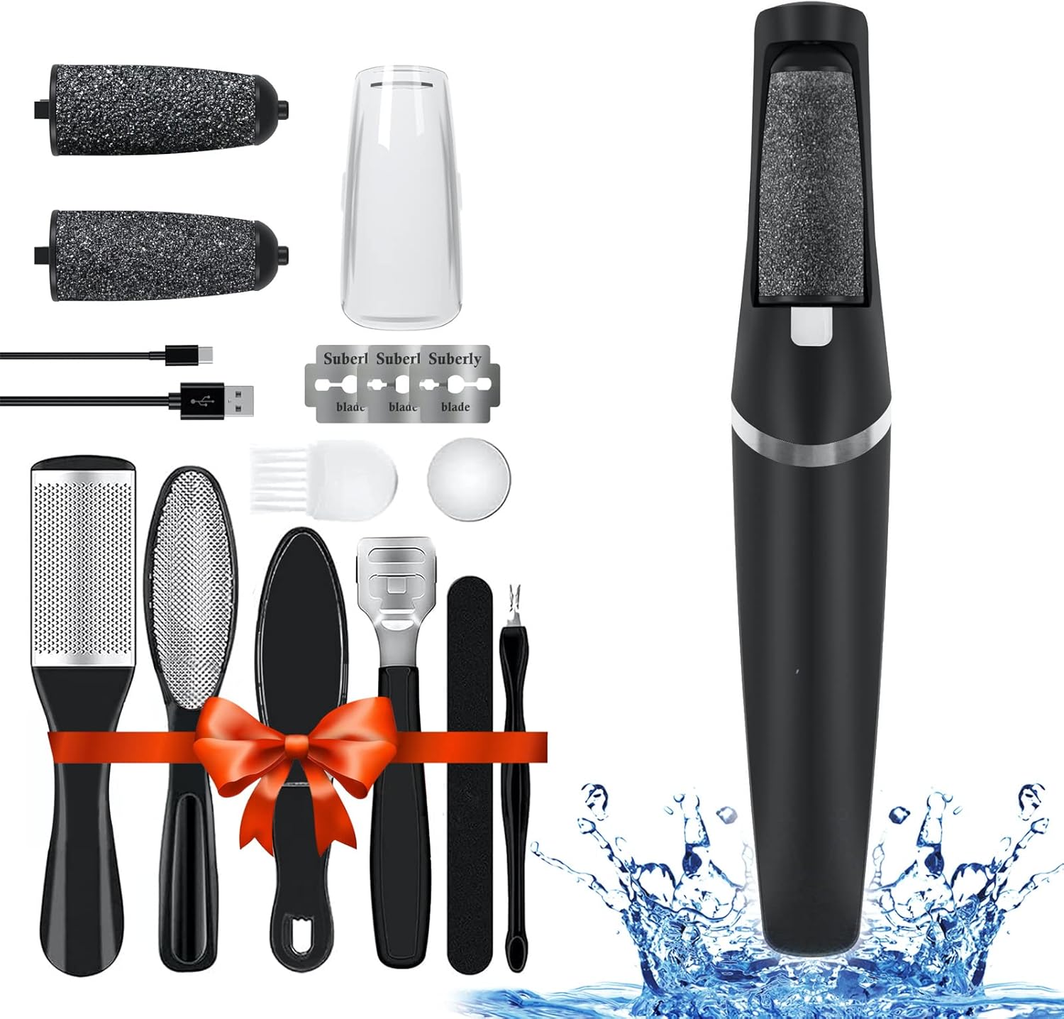 Electric Foot File, Dongxw Electric Foot Callus Remover,Pedicure Feet Care Kit with 2 Rollers,2