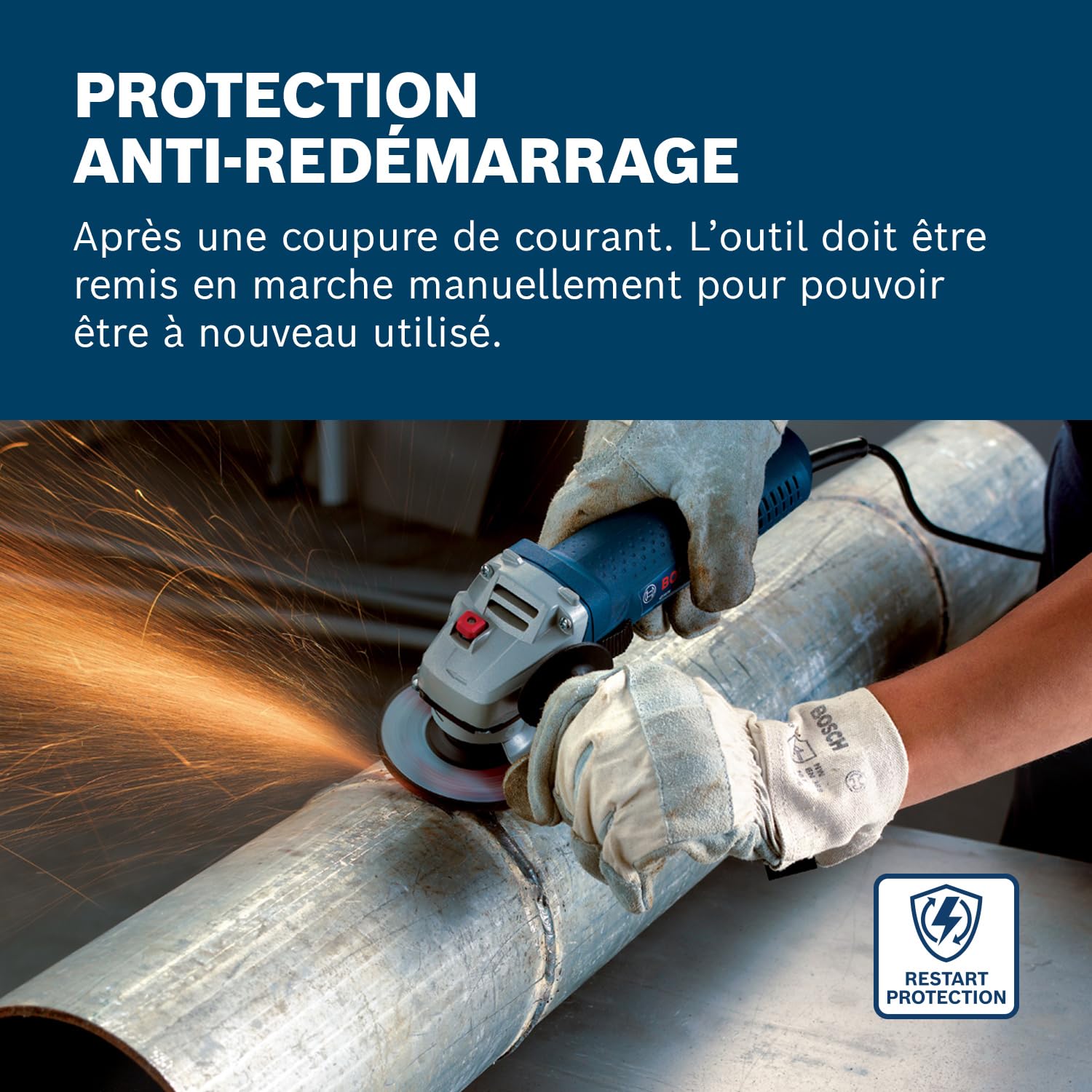 Bosch Professional meuleuse angulaire GWS 7-125 (Ø disque 125 mm, puissance 720 W, avec poignée auxiliaire, flasque de serrage, capot de protection, écrou de serrage, clé à ergots)