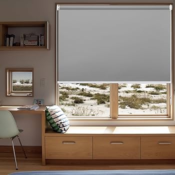 DEMOロールスクリーン ロールカーテン グレー 長さ90x幅160CM Amazon|HOMEDEMOロールスクリーン ロールカーテン つっぱり式
