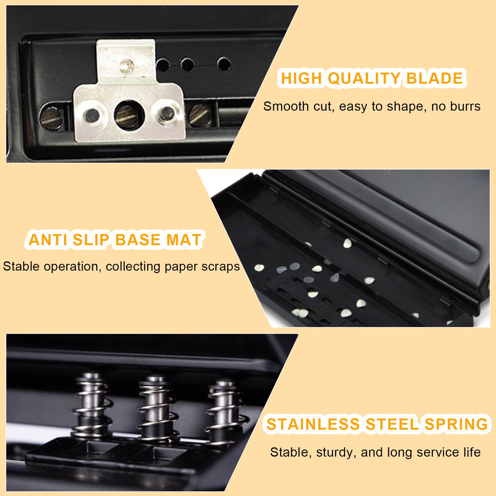 Fhioevt 6 Hole Punch Metal Adjustable Hole Punch 6 Holes DIN A5 A6 A7 Paper Hole Punch with Positioning Marking 6 Sheets Capacity Pocket Hole Punch Binder Puncher for Folder Paper (Black) - Image 4